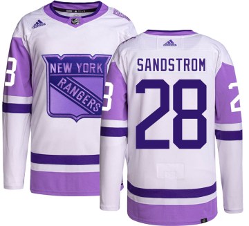 Adidas New York Rangers Youth Tomas Sandstrom Authentic Hockey Fights Cancer NHL Jersey