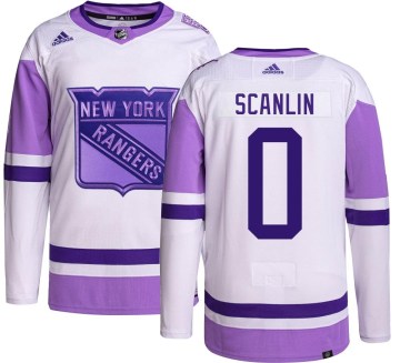 Adidas New York Rangers Youth Brandon Scanlin Authentic Hockey Fights Cancer NHL Jersey