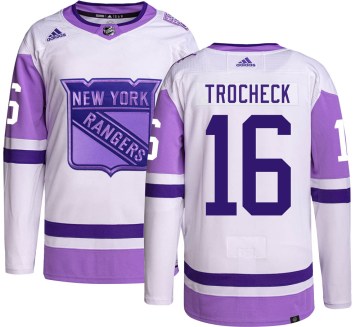 Adidas New York Rangers Youth Vincent Trocheck Authentic Hockey Fights Cancer NHL Jersey