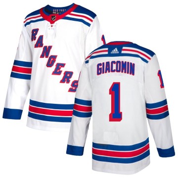 Adidas New York Rangers Men's Eddie Giacomin Authentic White NHL Jersey