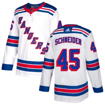 Adidas New York Rangers Men's Braden Schneider Authentic White NHL Jersey