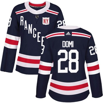 Adidas New York Rangers Women's Tie Domi Authentic Navy Blue 2018 Winter Classic Home NHL Jersey