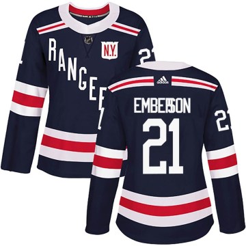 Adidas New York Rangers Women's Ty Emberson Authentic Navy Blue 2018 Winter Classic Home NHL Jersey