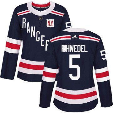 Adidas New York Rangers Women's Chad Ruhwedel Authentic Navy Blue 2018 Winter Classic Home NHL Jersey