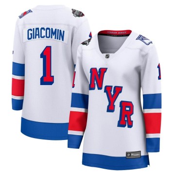 Fanatics Branded New York Rangers Women's Eddie Giacomin Breakaway White 2024 Stadium Series NHL Jersey
