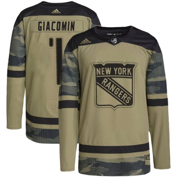 Adidas New York Rangers Men's Eddie Giacomin Authentic Camo Military Appreciation Practice NHL Jersey