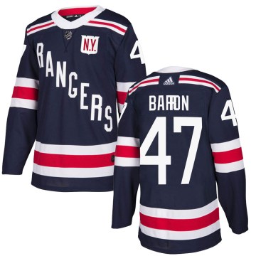 Adidas New York Rangers Youth Morgan Barron Authentic Navy Blue 2018 Winter Classic Home NHL Jersey